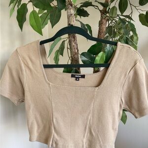 NUON Beige Square Neck Crop Top